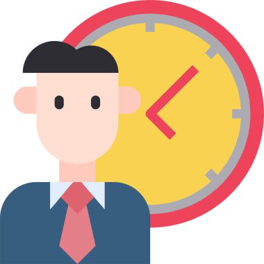 saat ve insan simgesi, vektör illüstrasyonu 