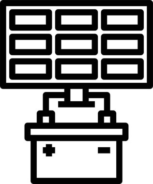 Güneş enerjisi bataryasının vektör illüstrasyon simgesi