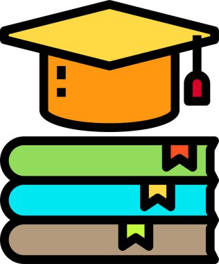 Eğitim simgesi, mezuniyet başlığı, vektör illüstrasyonu