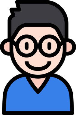 Gözlüklü mutlu erkek yüzünün vektör simgesi 