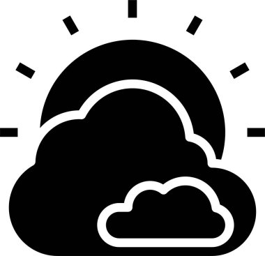 Web tasarımı ve uygulamaları için güneş ve bulut vektör simgesi 