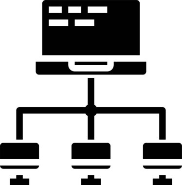 İletişim ağı bilgisayarının minimalist vektör simgesi