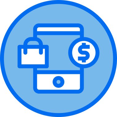 Mobil alışveriş simgesi vektör illüstrasyonu