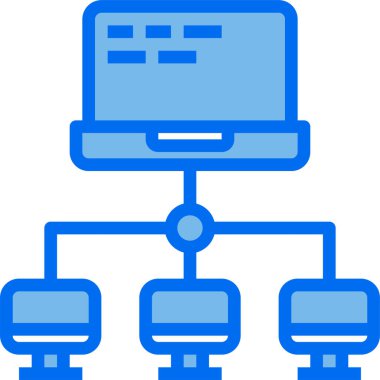İletişim ağı bilgisayarının minimalist vektör simgesi