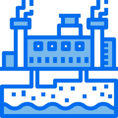 Jeotermal enerji santrali, vektör illüstrasyonu