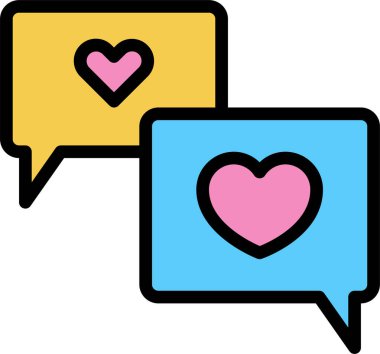 Kalp sevgisi sohbet mesajlarının vektör illüstrasyon simgesi