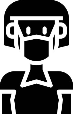 Tıbbi maske takan kadının vektör çizimi 