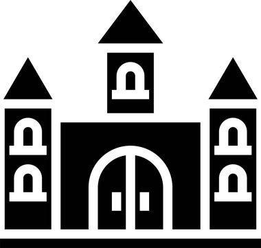 Şatolu bina, vektör illüstrasyonu