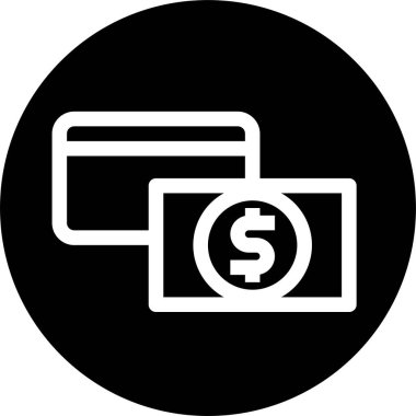 Kredi kartı ve paranın minimalist vektör simgesi 
