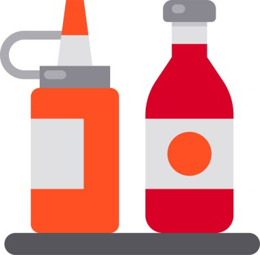 Soslu, ketçaplı ve hardallı şişelerin vektör çizimi