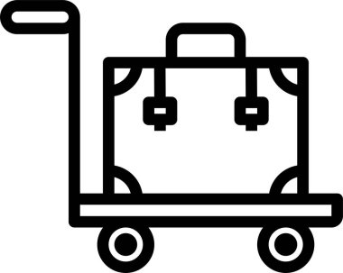 bagaj, otel simgesi, vektör illüstrasyonu beyaz arkaplanda izole edildi  