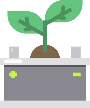 Yeşil enerji bataryasının üzerinde bitkiler olan vektör illüstrasyon simgesi