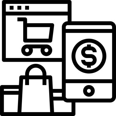 Alışveriş kavramının minimalist vektör simgesi 