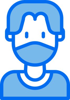 Modern tasarım minimalist vektör simgesi, tıbbi maskeli kişi