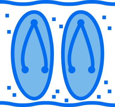 Plaj sandaletleri, yaz tatilleri ikonu, beyaz arka planda izole edilmiş vektör illüstrasyonu  