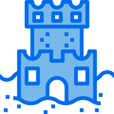 Şatolu bina, vektör illüstrasyonu