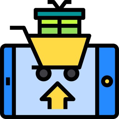 Mobil çevrimiçi alışveriş simgesi vektör çizimi