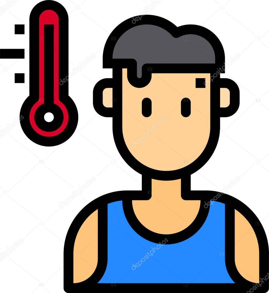 temperature icon with a man in an undershirt