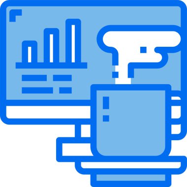 Kahve fincanı ve bilgisayarın vektör resimleme simgesi 