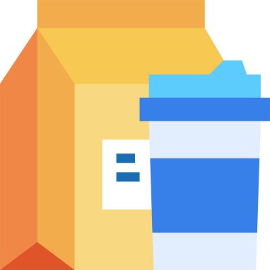 Modern tasarım minimalist vektör simgesi, paket paket ve fincan