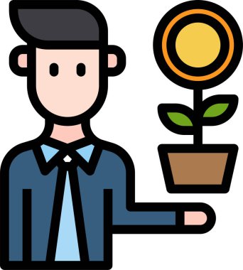 İş adamı ikonunun vektör illüstrasyonu. Web sitesi veya yazılım simgesi 