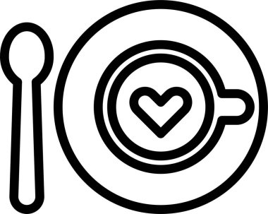 Kahve fincanı ve kalbin vektör çizim simgesi