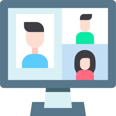 Video konferansının minimalist vektör simgesi 