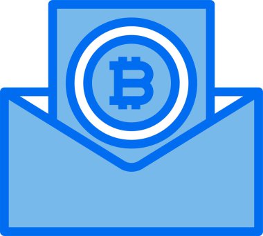 Minimalist vektör simgesi, zarf içinde bitcoin