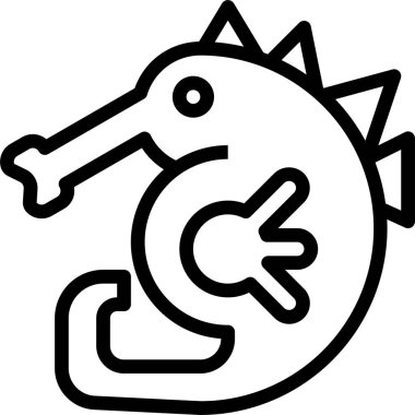 Deniz atı çizgi filmi, vektör illüstrasyonu