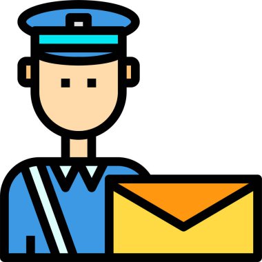 Posta simgesi vektör illüstrasyonlu postacı 