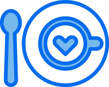 Kalbi olan kahve fincanının vektör illüstrasyon simgesi 