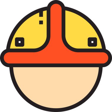 Başında koruyucu miğferin vektör resimleme simgesi