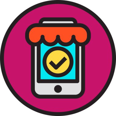 Mobil alışveriş simgesi vektör illüstrasyonu