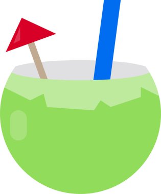 Hindistan cevizi kokteyli düz simgesi, vektör illüstrasyonu