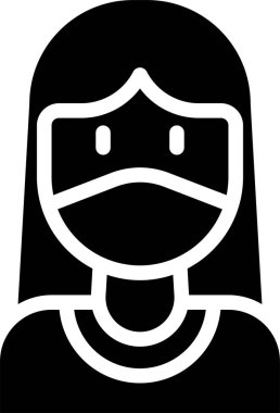 Tıbbi maske takan kadının vektör çizimi 