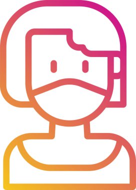 Tıbbi maske takan kadının vektör çizimi 