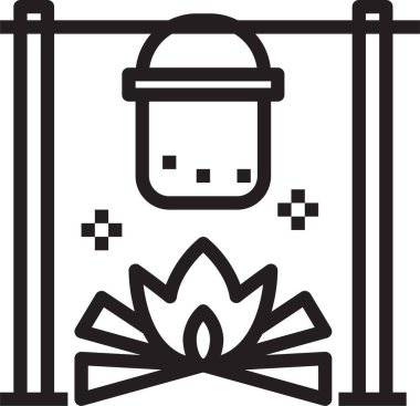 kamp simgesi, vektör illüstrasyonu beyaz arkaplanda izole edildi  