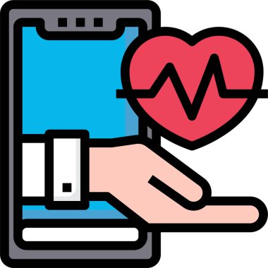 Kalp atış hızı ve akıllı telefonun vektör çizimi