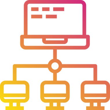 İletişim ağı bilgisayarının minimalist vektör simgesi