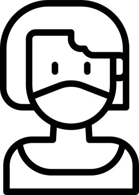 Tıbbi maske takan kadının vektör çizimi 