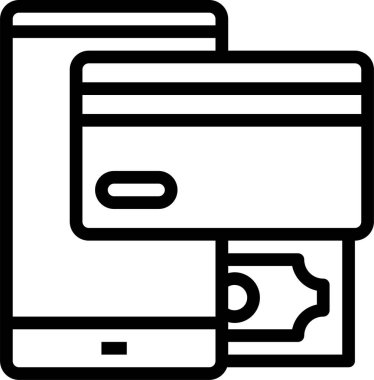 Kredi kartlı telefonun minimalist vektör simgesi