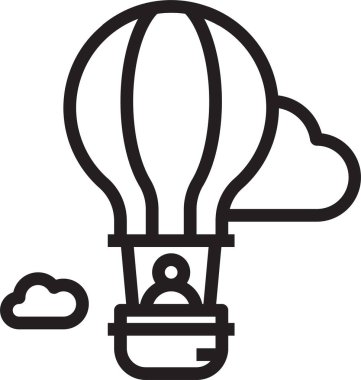 Hava balonu simgesi, vektör illüstrasyonu beyaz arkaplanda izole edildi 