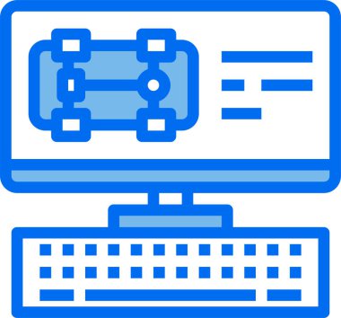 Araba servisli monitör bilgisayarının vektör illüstrasyonu