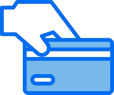 Kredi kartı el finansmanının minimalist vektör simgesi 