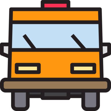 beyaz arkaplanda izole edilmiş bus simgesi ve vektör illüstrasyonu  