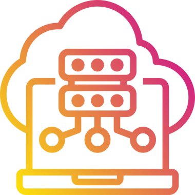 Bilgisayar sunucu bulutunun minimalist vektör simgesi