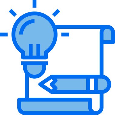 minimalist vektör simgesi, lamba ve kalem içeren dosya