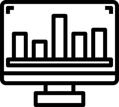 Beyaz arkaplandaki monitör simgesinde grafik. vektör illüstrasyonu.