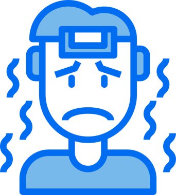 Hasta adam, koronavirüs koruma ikonu, vektör illüstrasyonu beyaz arkaplanda izole 