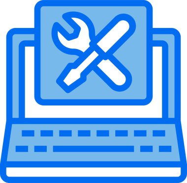 Basit modern dizüstü bilgisayar simgesi, vektör illüstrasyonu